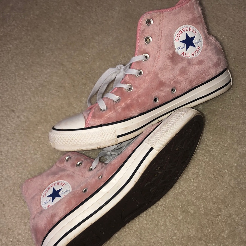 Pink furry converse